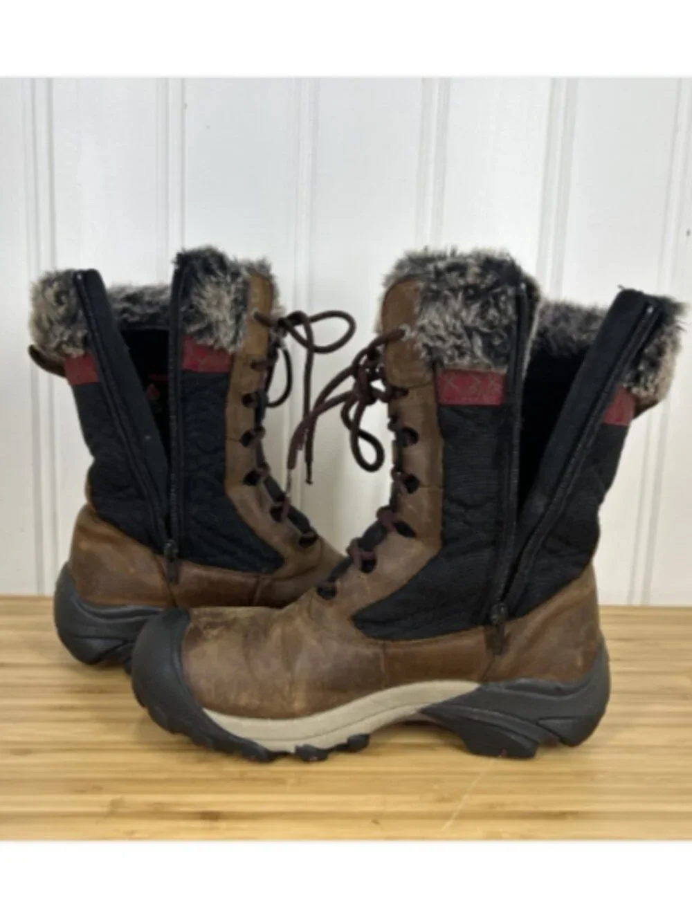 Keen Hoodoo III 1013199 Insulated Waterproof Lace Up Zip Brown Boots Womens 8